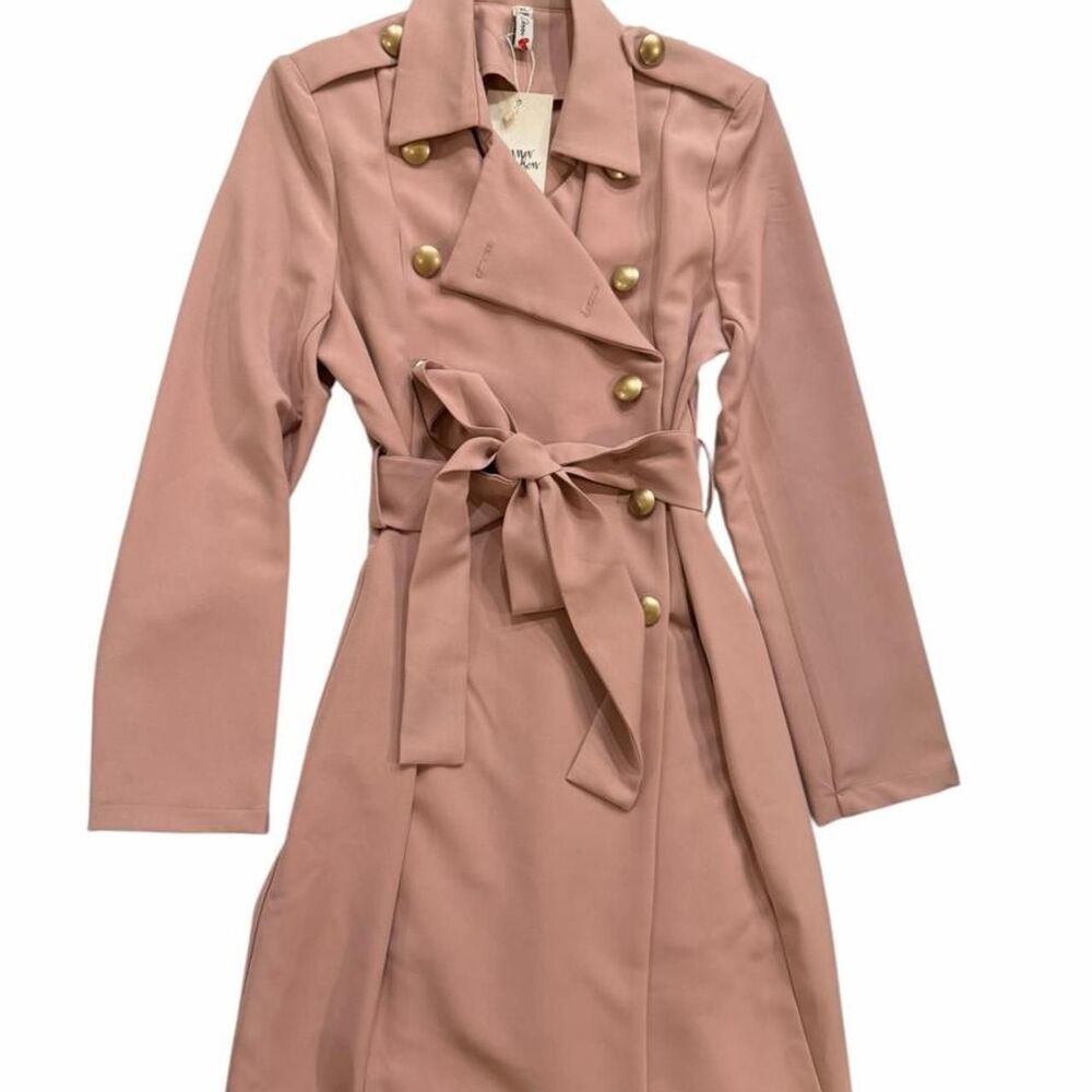 Donna Richardson pink trench coat with belt